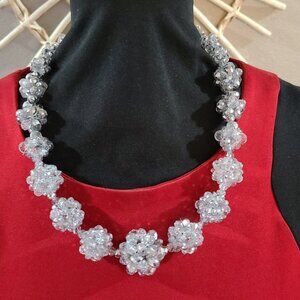 Popcorn Necklace Sparkling Crystal Graduated BlingBalls Long-Choker 22" Vintage